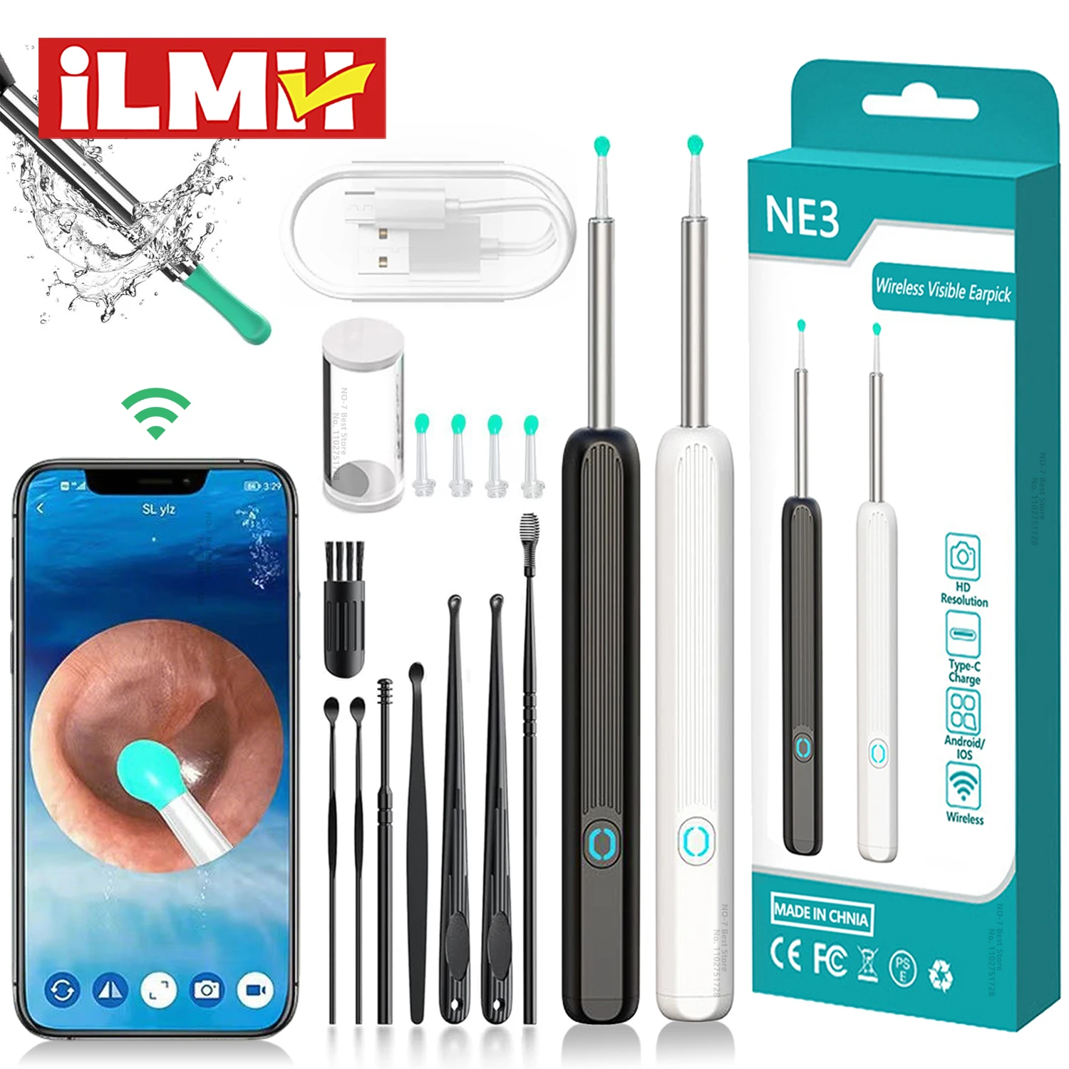Smart Visual Ear Cleaner HD Ear Sticks Otoscope USB C Charging Endoscope Wax Removal Tool Earpick MIni Camera Health Care Set