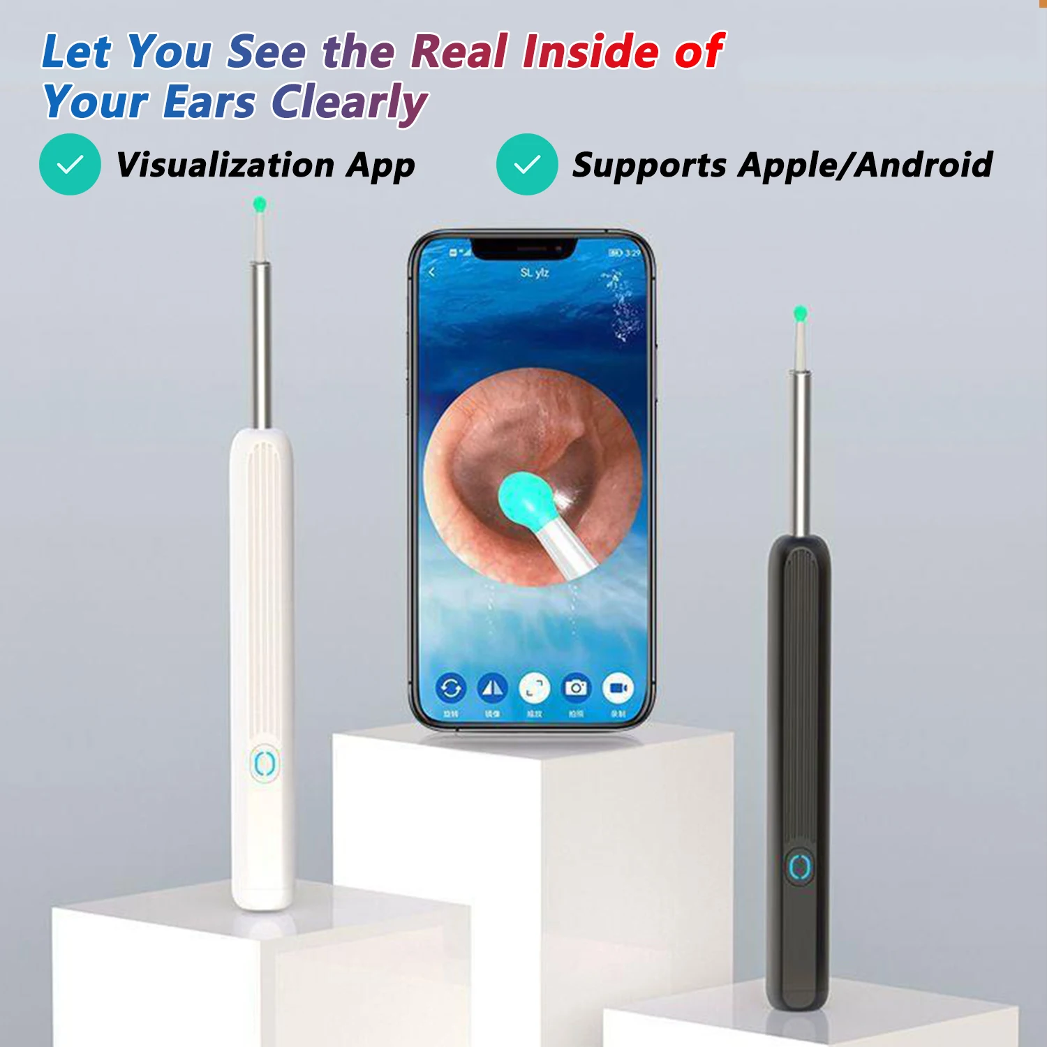 Smart Visual Ear Cleaner HD Ear Sticks Otoscope USB C Charging Endoscope Wax Removal Tool Earpick MIni Camera Health Care Set
