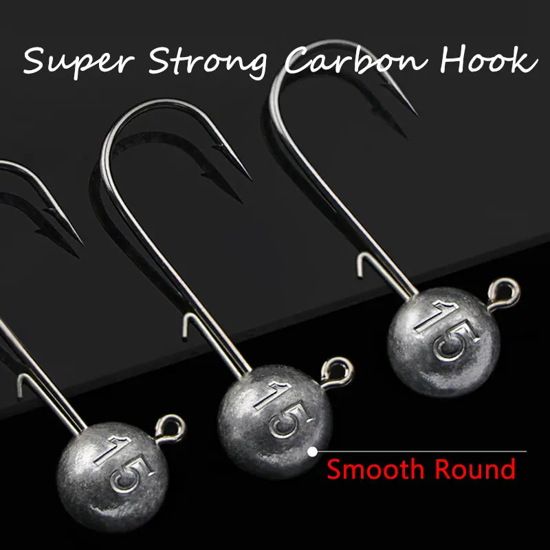 1g 2g 3g 4g -20g All Size Fishing Jig Head Hook for Worm Soft Lure Bait, Round Head Crank Jigging Fishing Hooks