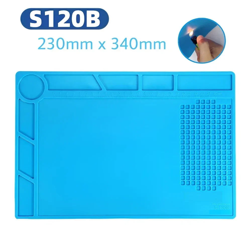 Magnetic Mat Silicone Repair Mat Circuit Board Soldering Pad Heat Resistant 932°F Anti-Static for ESD Iron Phone Repair