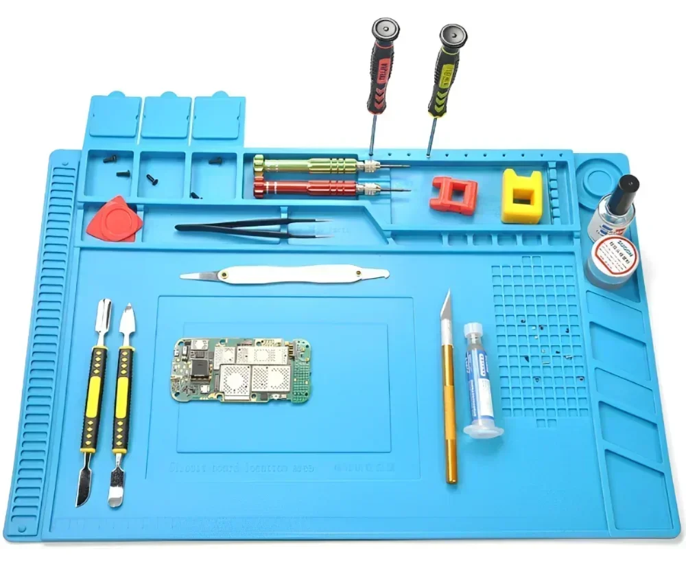 Magnetic Mat Silicone Repair Mat Circuit Board Soldering Pad Heat Resistant 932°F Anti-Static for ESD Iron Phone Repair