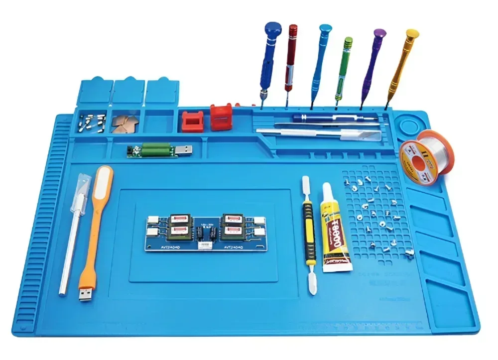 Magnetic Mat Silicone Repair Mat Circuit Board Soldering Pad Heat Resistant 932°F Anti-Static for ESD Iron Phone Repair