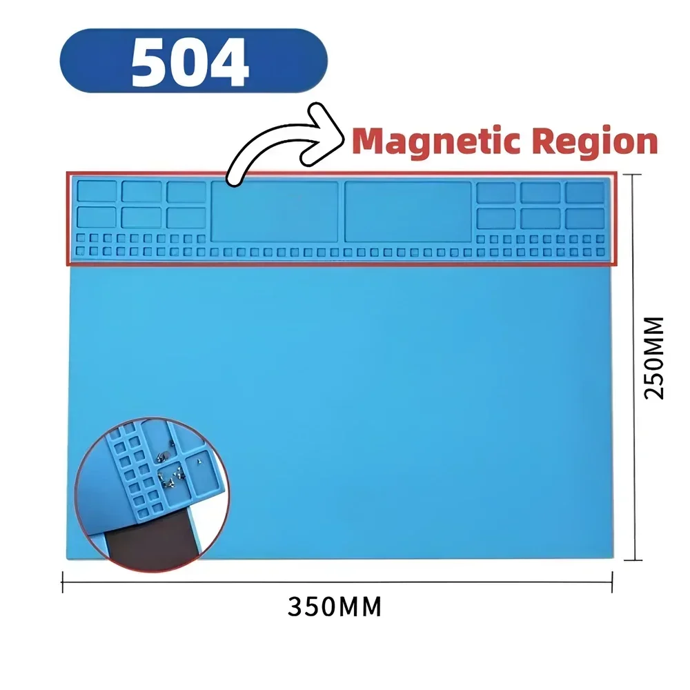 Magnetic Mat Silicone Repair Mat Circuit Board Soldering Pad Heat Resistant 932°F Anti-Static for ESD Iron Phone Repair
