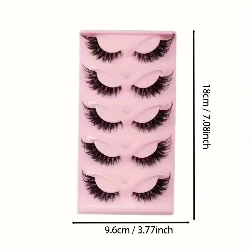 Hot Selling Makeup 5 Pairs Cat Eye Lashes Faux False Eyelashes Dramatic Volume Strip Lashes