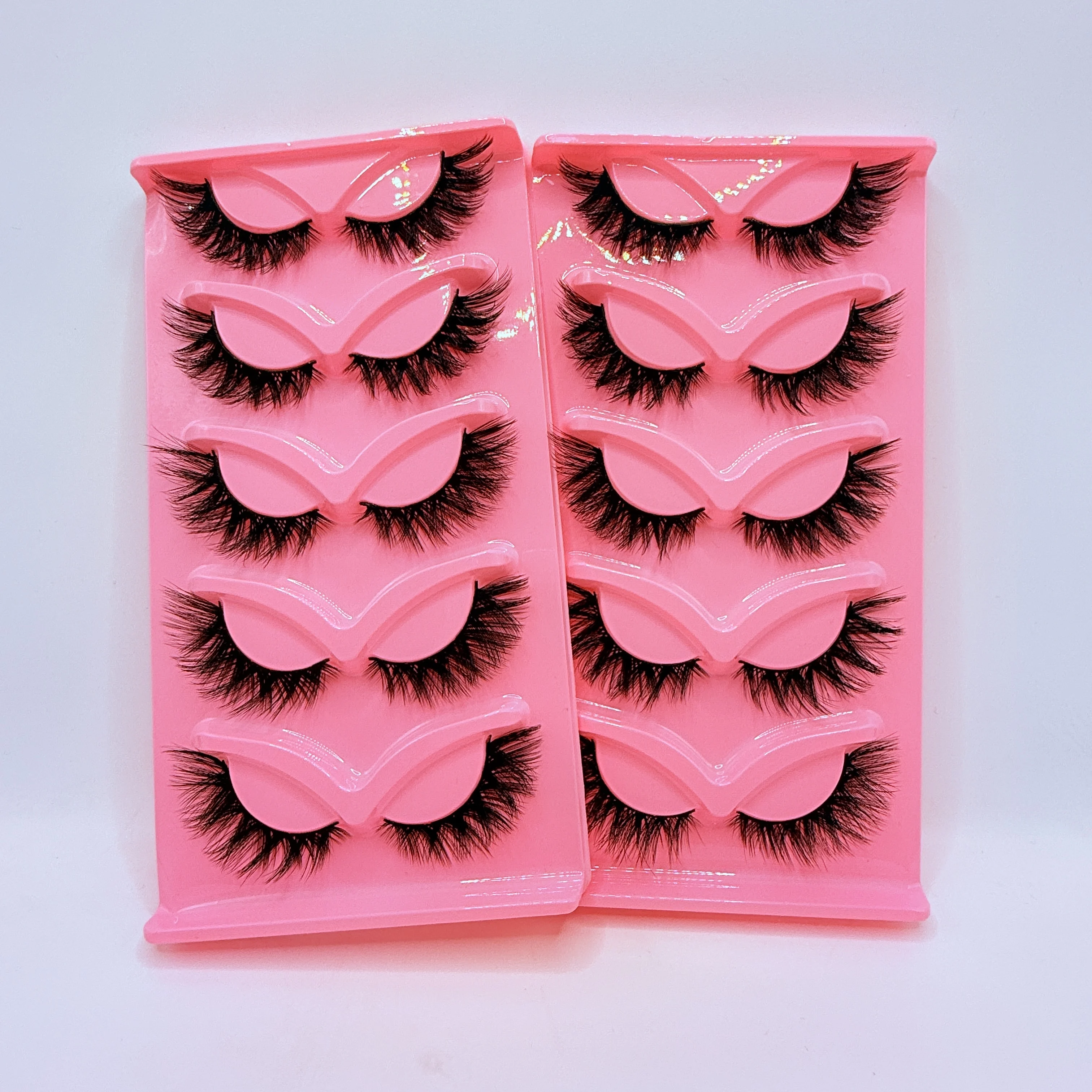 Hot Selling Makeup 5 Pairs Cat Eye Lashes Faux False Eyelashes Dramatic Volume Strip Lashes