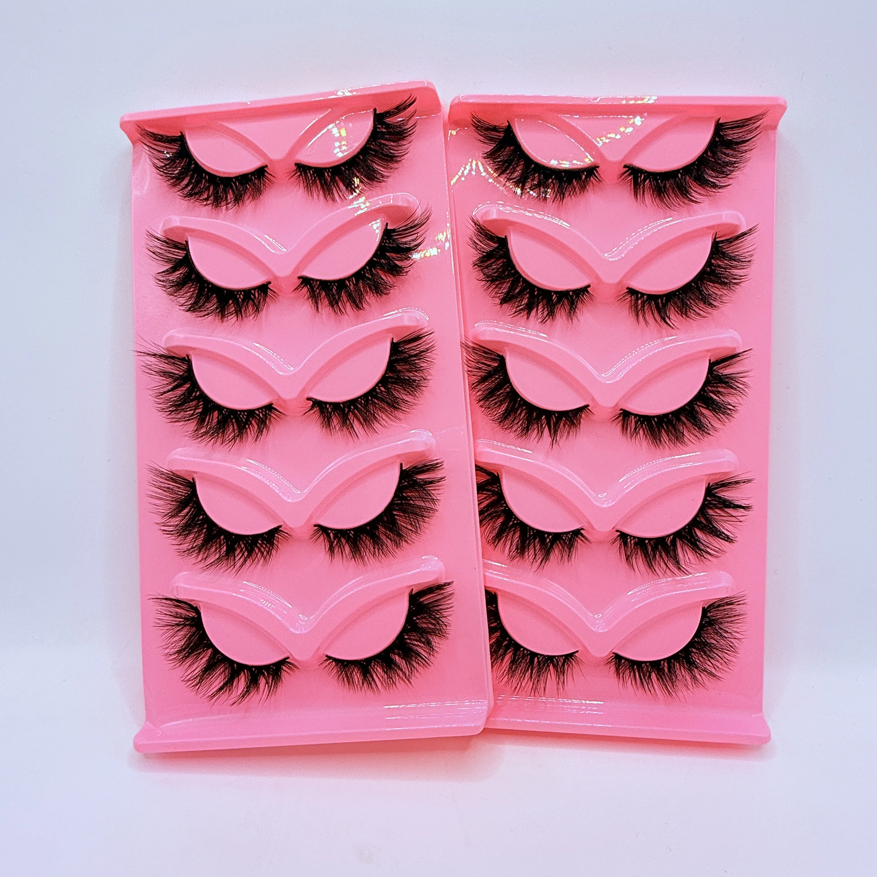 Hot Selling Makeup 5 Pairs Cat Eye Lashes Faux False Eyelashes Dramatic Volume Strip Lashes