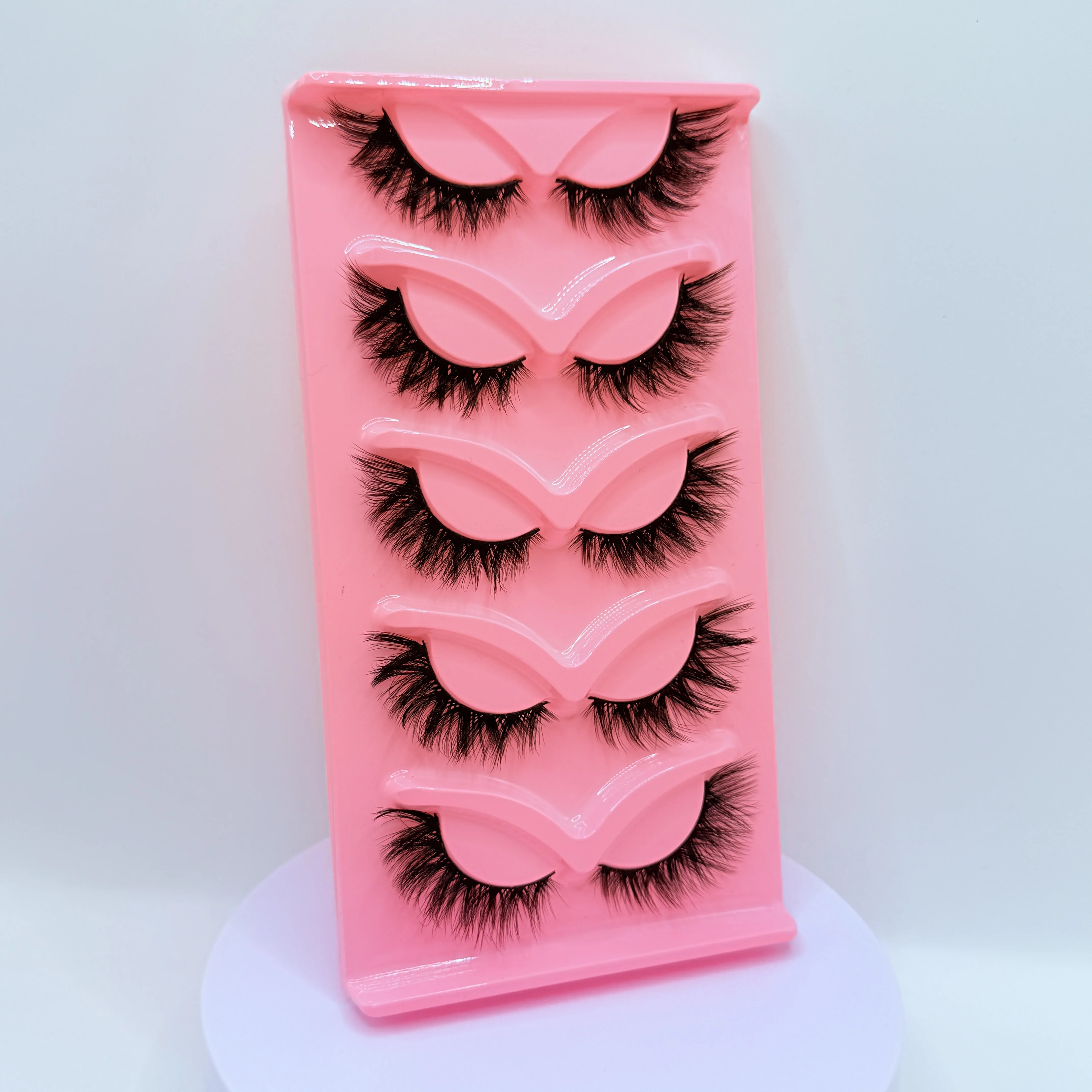 Hot Selling Makeup 5 Pairs Cat Eye Lashes Faux False Eyelashes Dramatic Volume Strip Lashes