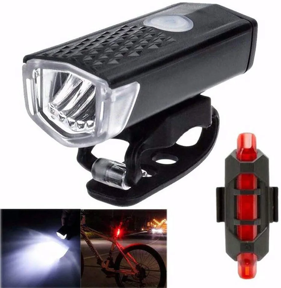 Bike Light Set Bicycle Headlight Taillight USB Rechargeable MTB Bike Front Rear Lamp Set Cycling Flashlight Bicycle Accessories