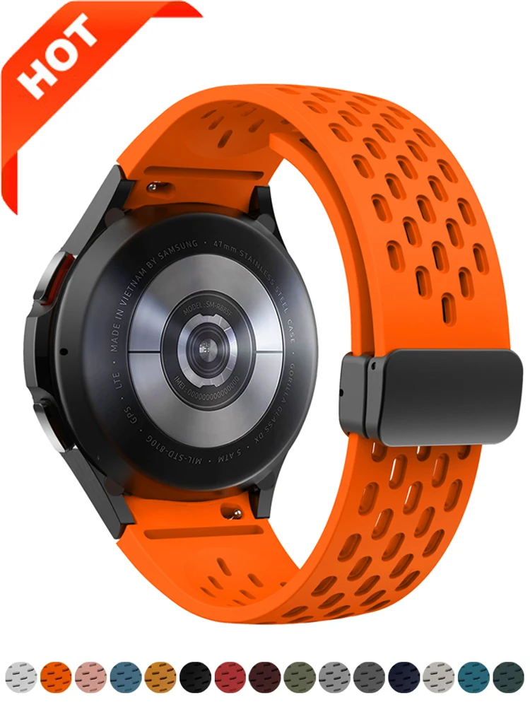 Silicone Strap for Samsung Galaxy Watch 7 6 5 4 40mm 44mm 5 Pro 45mm Magnetic Buckle Band 6 Classic 43mm 47mm No Gaps Bracelet