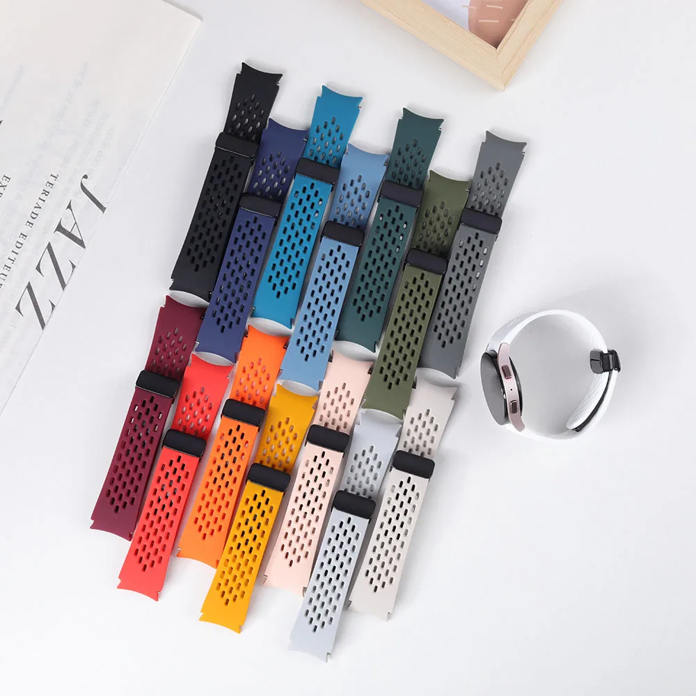 Silicone Strap for Samsung Galaxy Watch 7 6 5 4 40mm 44mm 5 Pro 45mm Magnetic Buckle Band 6 Classic 43mm 47mm No Gaps Bracelet