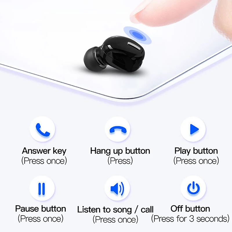 New Wireless Earphones Bluetooth 5.0 Headphones With Mic In-Ear Sports Waterproof TWS Earbuds Bluetooth Handsfree Single Headset