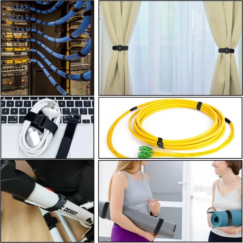 10-100pcs Reusable Hook and Loop Tie-downs Adjustable Nylon Cable Ties Nylon Fasteners Cord Straps Organizer for Securing Wires