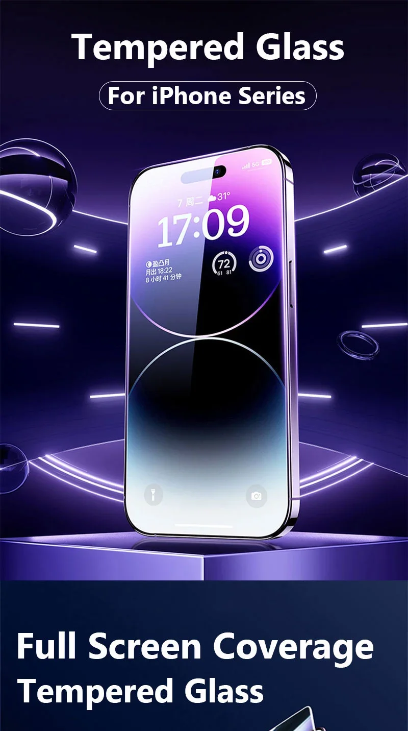 1-5PCS HD-Definition Tempered Glass for iPhone 17 14 13 12 11 16 15 Pro Max 12 13 X Xs Max XR Glass Screen Protector
