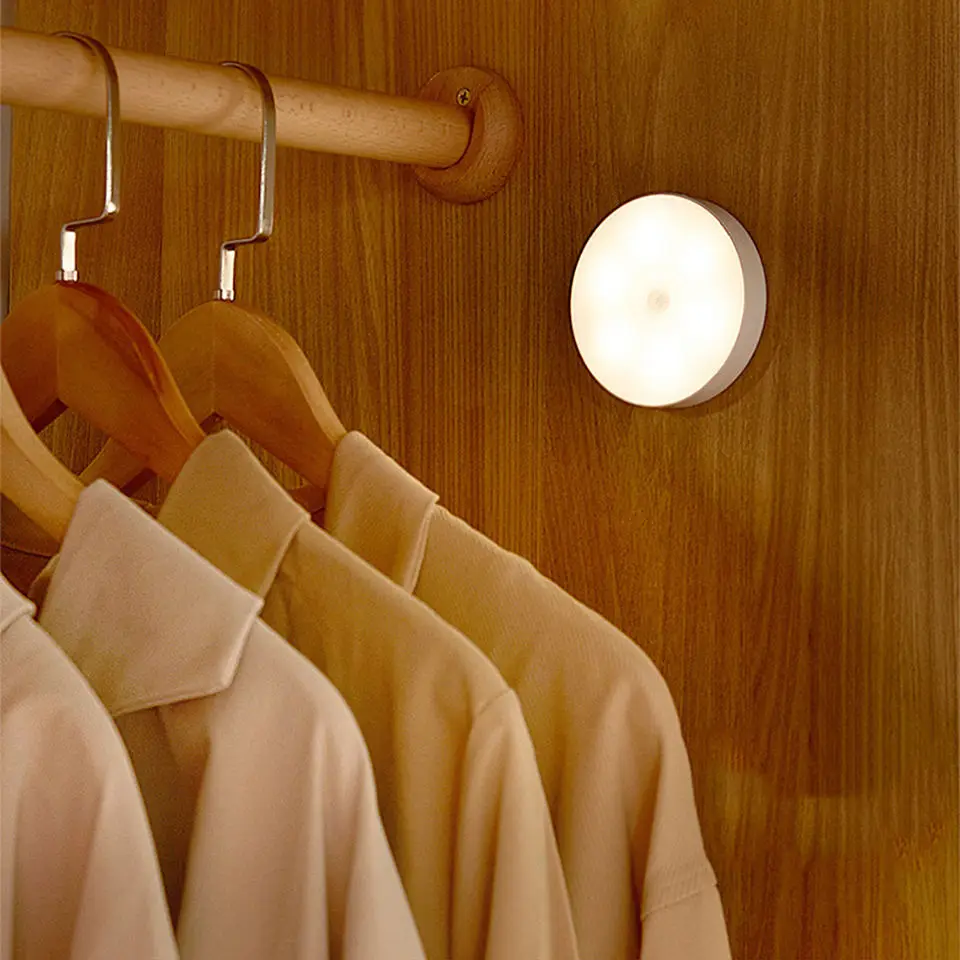 Motion Sensor Light USB Rechargeable Night Light LED Lamp for Kitchen Bedroom Stairs Hallway Cabinet Closet Wardrobe Nightlight