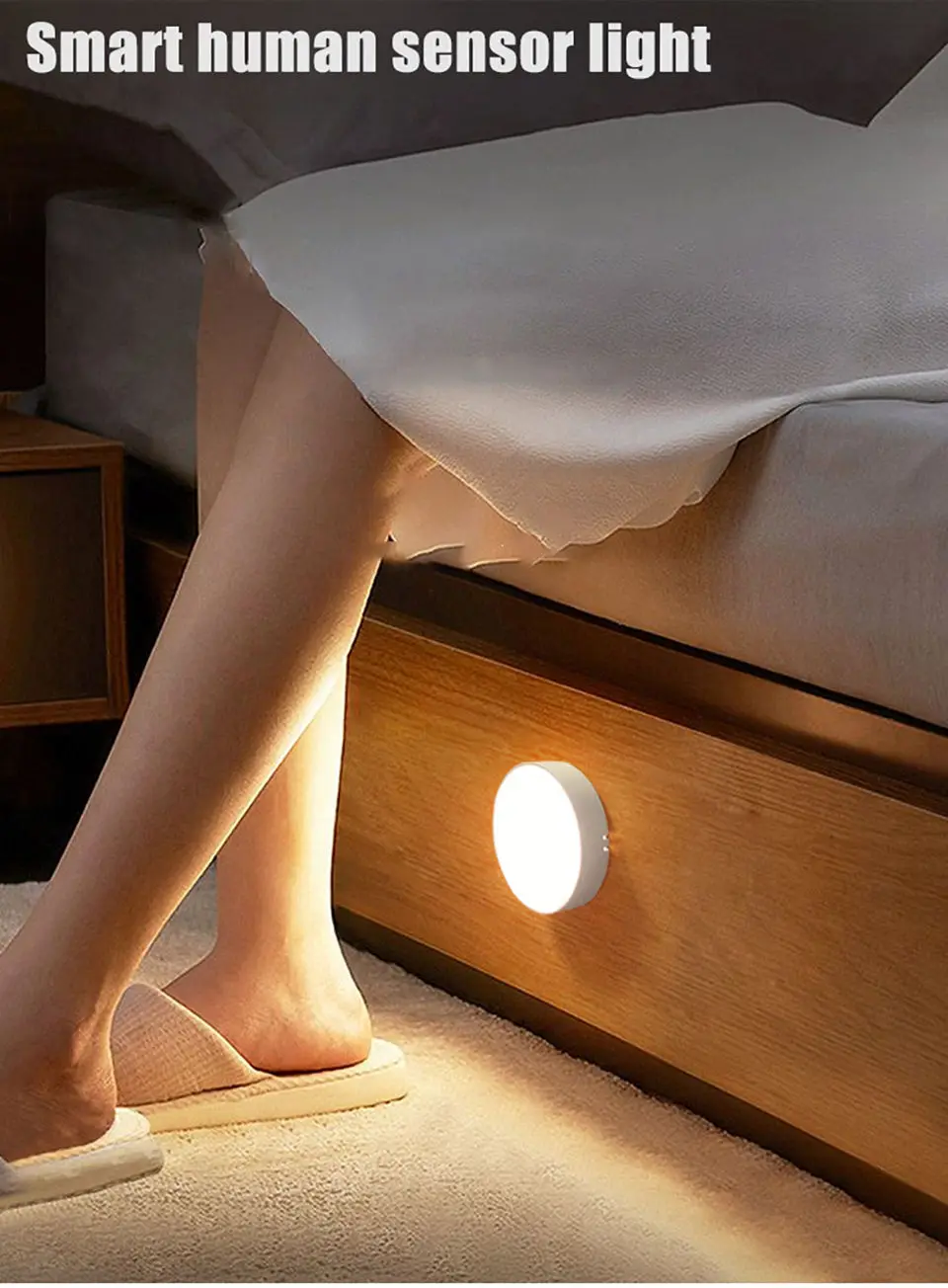 Motion Sensor Light USB Rechargeable Night Light LED Lamp for Kitchen Bedroom Stairs Hallway Cabinet Closet Wardrobe Nightlight