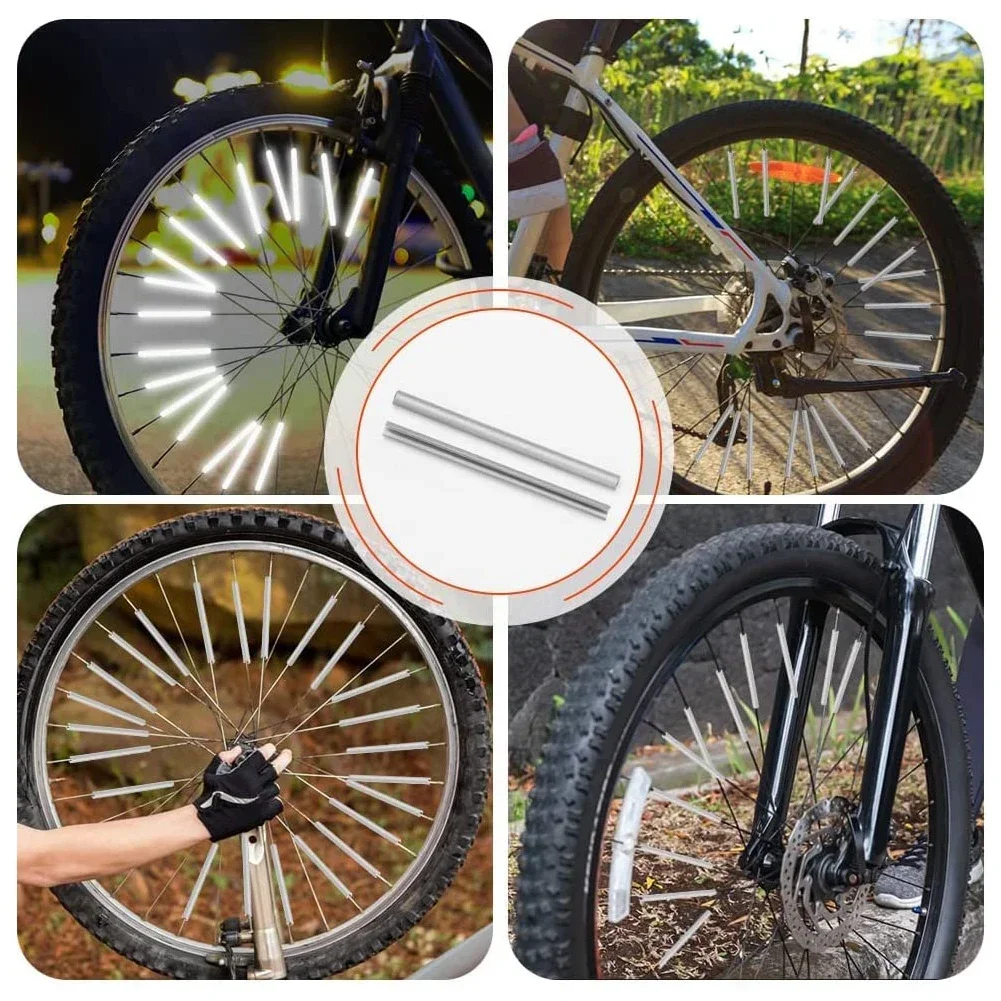 Tube Warning Strip 12Pcs Reflective Mount Clip Bicycle Wheel Spoke Reflector Stripe Steel Wire Lamp MTB Bike Reflector Light