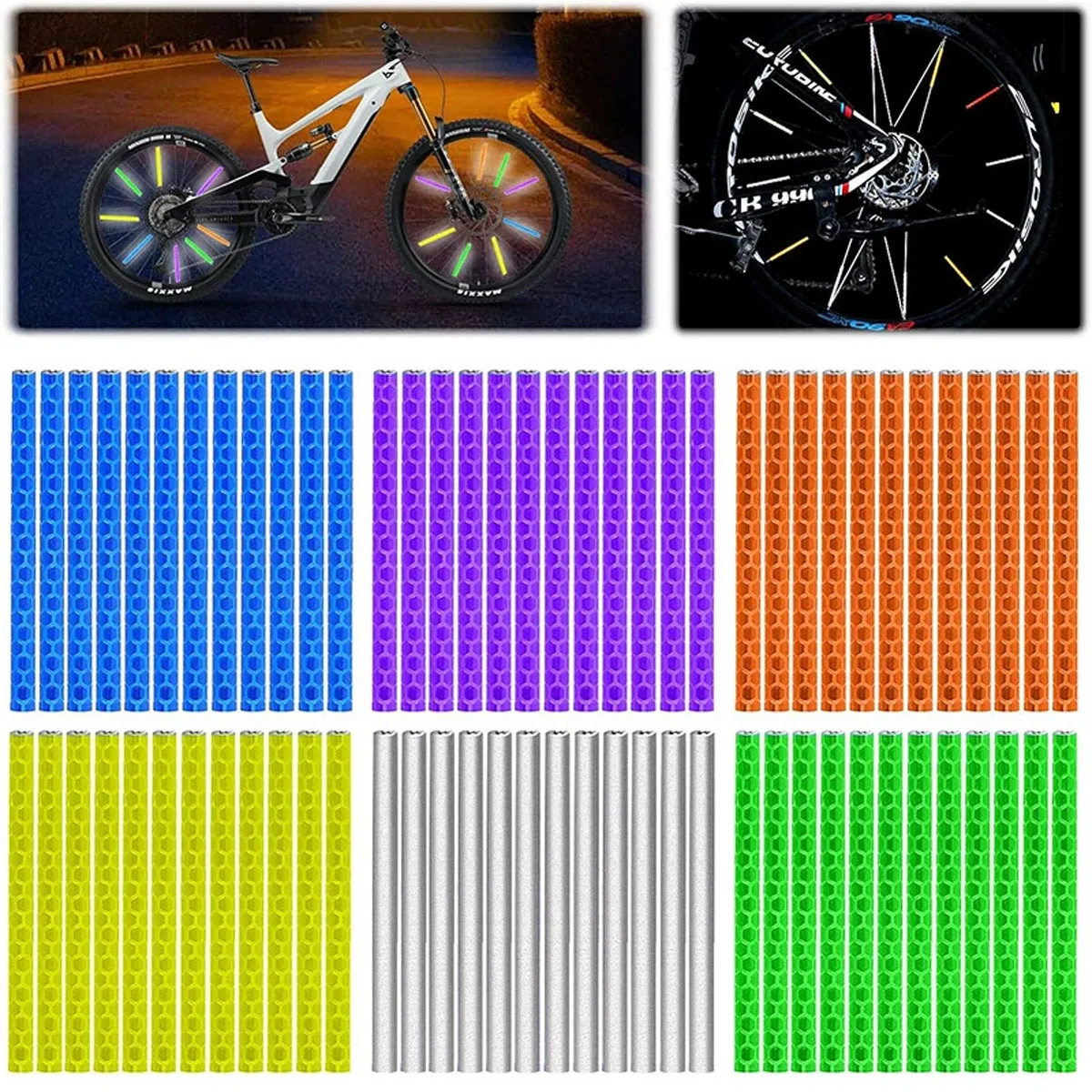 Tube Warning Strip 12Pcs Reflective Mount Clip Bicycle Wheel Spoke Reflector Stripe Steel Wire Lamp MTB Bike Reflector Light