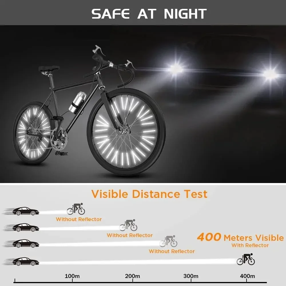 Tube Warning Strip 12Pcs Reflective Mount Clip Bicycle Wheel Spoke Reflector Stripe Steel Wire Lamp MTB Bike Reflector Light