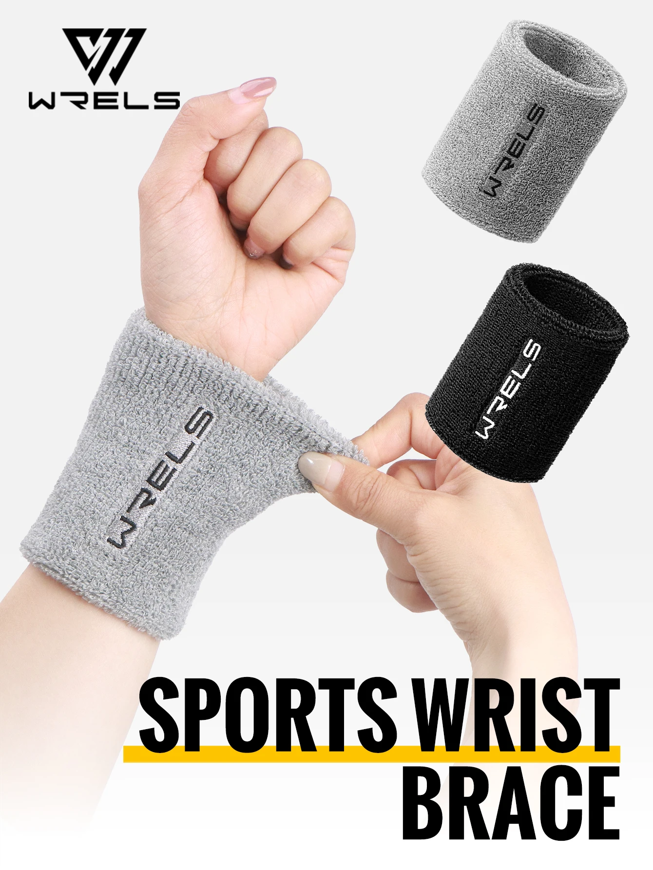 WRELS Wristband Sweatband Absorbent Thick Terry Cloth Gym Fitness Basketball Tennis Yoga Weightlifting Running Sport Wrist Band