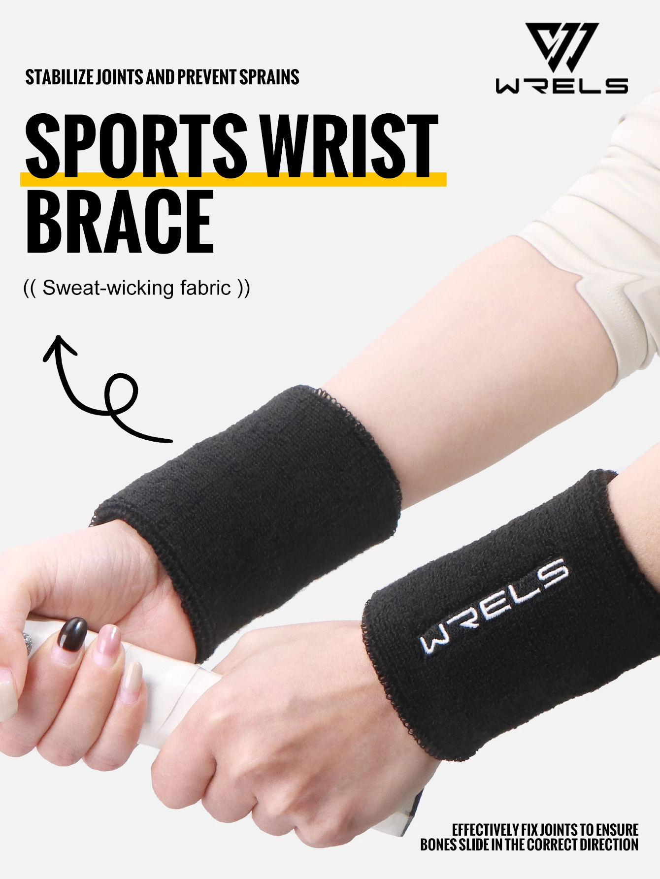 WRELS Wristband Sweatband Absorbent Thick Terry Cloth Gym Fitness Basketball Tennis Yoga Weightlifting Running Sport Wrist Band