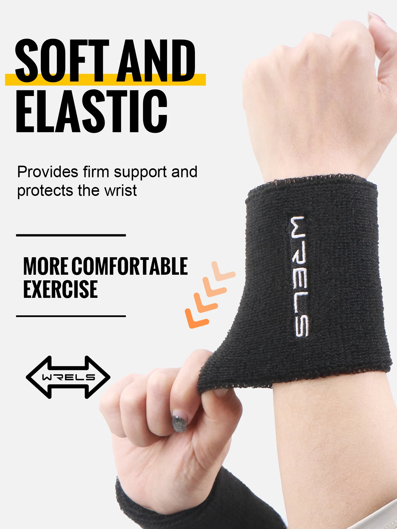 WRELS Wristband Sweatband Absorbent Thick Terry Cloth Gym Fitness Basketball Tennis Yoga Weightlifting Running Sport Wrist Band