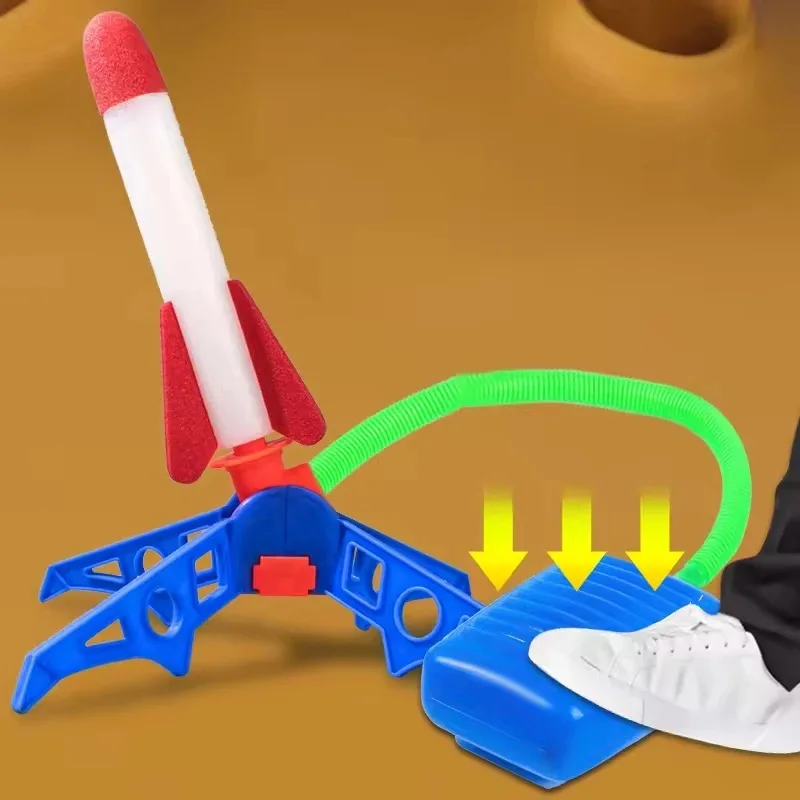 Kids Outdoor Rocket Foot Pump Outdoor Air Pressing Soaring Rocket Suit Jumps Air Powered Rocket Launcher Game Children Toy Gifts