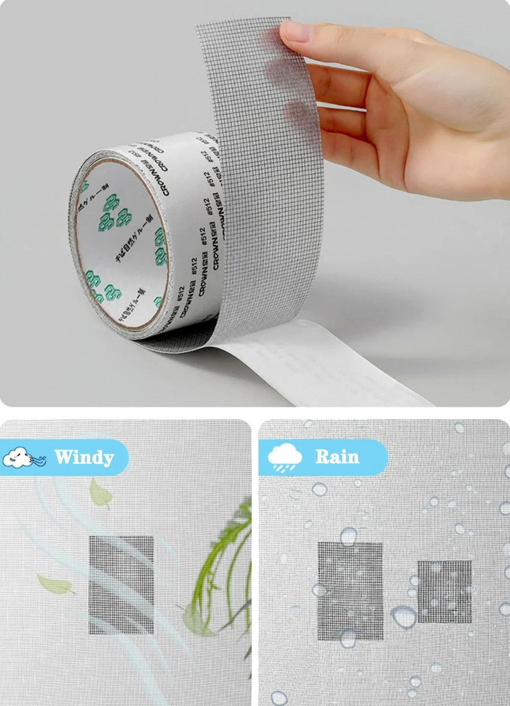 Mosquito Net Windows Anti-Mosquito Mesh Easy-to-Apply Waterproof Window Screen Repair Tape Self-Adhesive Mesh Patch