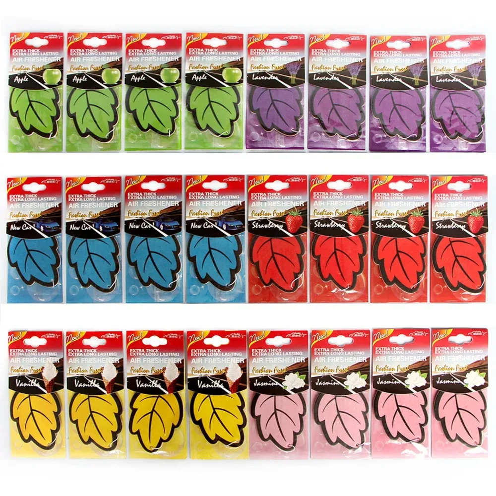 3-60pcs Car Air Freshener Natural Scented Tea Paper Auto Hanging Vanilla Perfume Fragrance Leaf Shape Car Accessories Interior