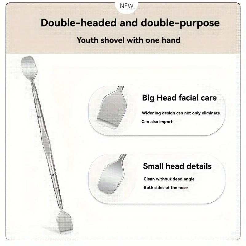 1Pcs Double-Ended Blackhead Remover: Facial Pore Cleanser, Exfoliator, and Massage Tool for Smooth Skin
