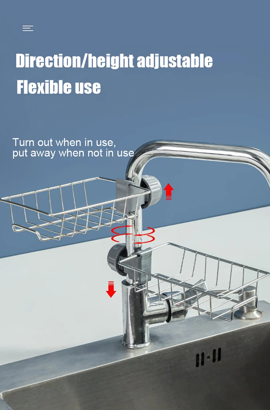 Kitchen Sink Drain Rack Sponge Storage Flexible Faucet Holder Soap Drainer Towel Rack Shelf Organizer Kitchen Accessories