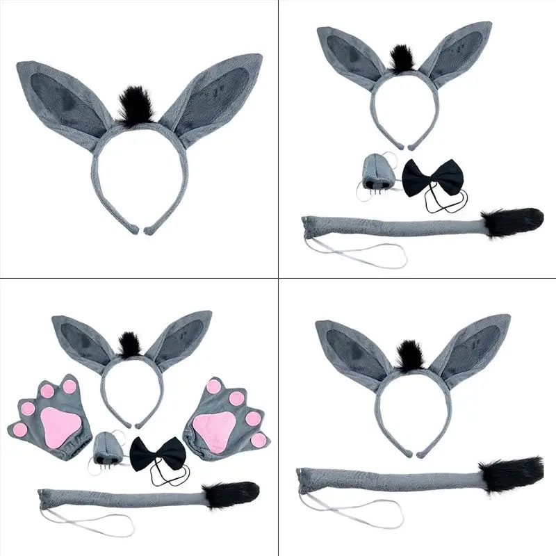 Horse Headband Animal Hair Hoop Halloween Headband Horse Cosplay Dunkey headband Faux Fur Ear Hair Hoops Night Party