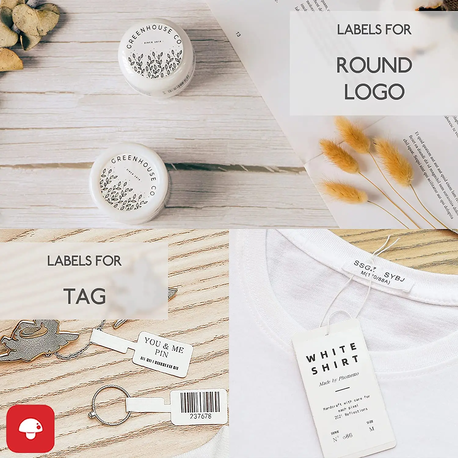 Phomemo M110 M200 M220 Label Paper Round F-type Jewelry Thermal Paper Sticker Multi-Purpose Label Tape Self-Adhesive Paper