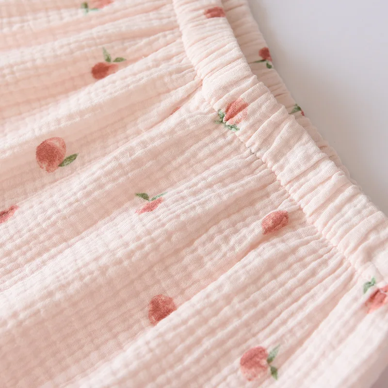 2026 Summer Ladies Short-sleeved Shorts Pajamas Set 100% Cotton Crepe Cloth Thin Home Service Two-piece Spring And Autumn Loose