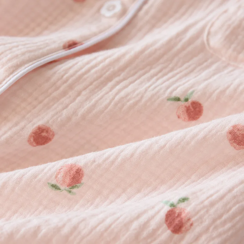 2026 Summer Ladies Short-sleeved Shorts Pajamas Set 100% Cotton Crepe Cloth Thin Home Service Two-piece Spring And Autumn Loose