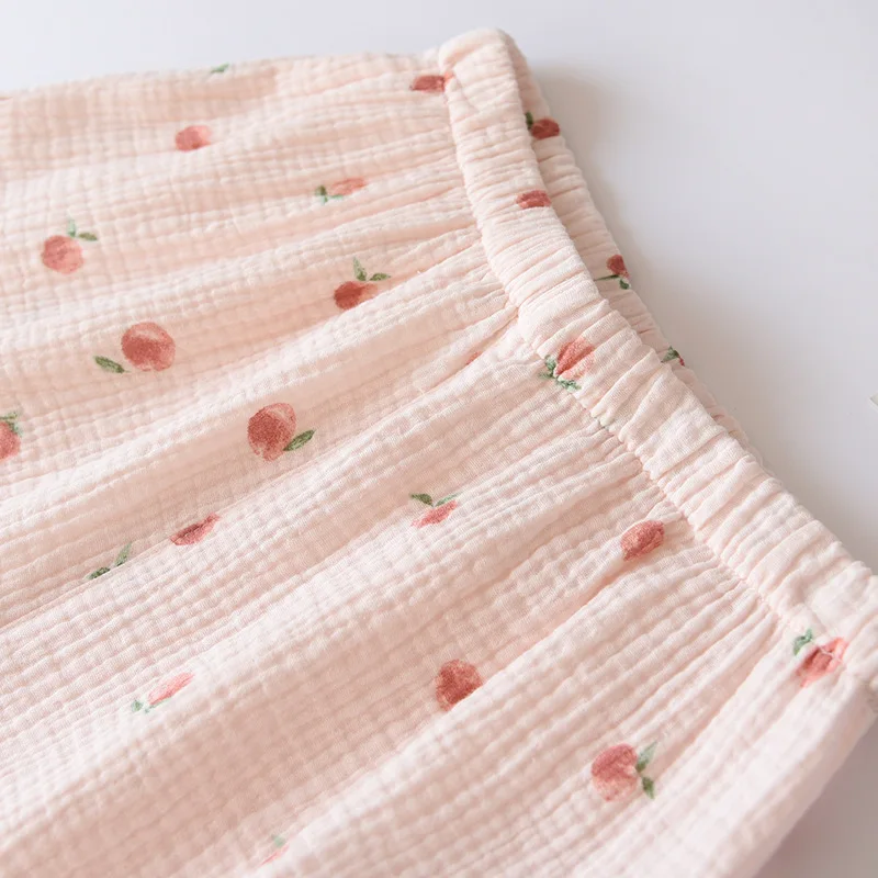 2026 Summer Ladies Short-sleeved Shorts Pajamas Set 100% Cotton Crepe Cloth Thin Home Service Two-piece Spring And Autumn Loose