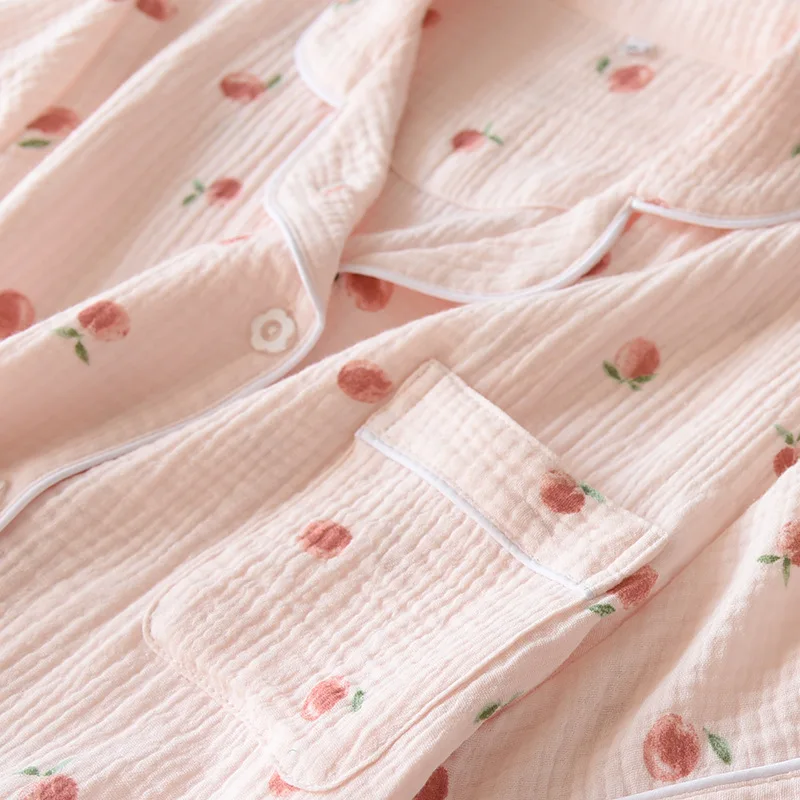 2026 Summer Ladies Short-sleeved Shorts Pajamas Set 100% Cotton Crepe Cloth Thin Home Service Two-piece Spring And Autumn Loose