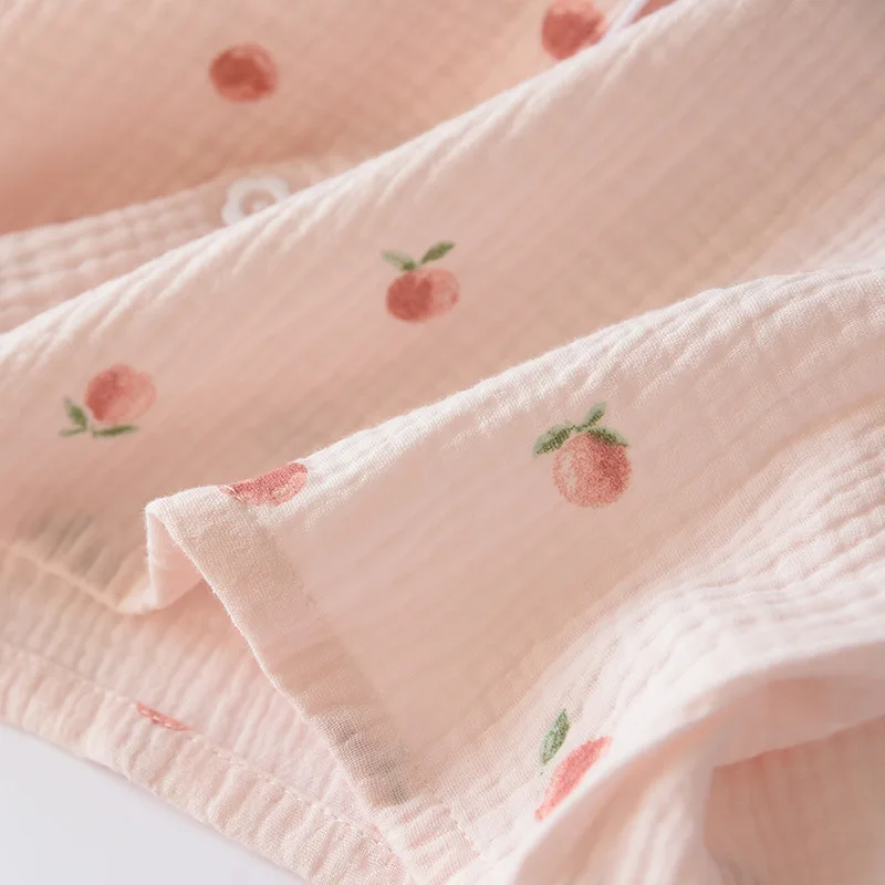 2026 Summer Ladies Short-sleeved Shorts Pajamas Set 100% Cotton Crepe Cloth Thin Home Service Two-piece Spring And Autumn Loose