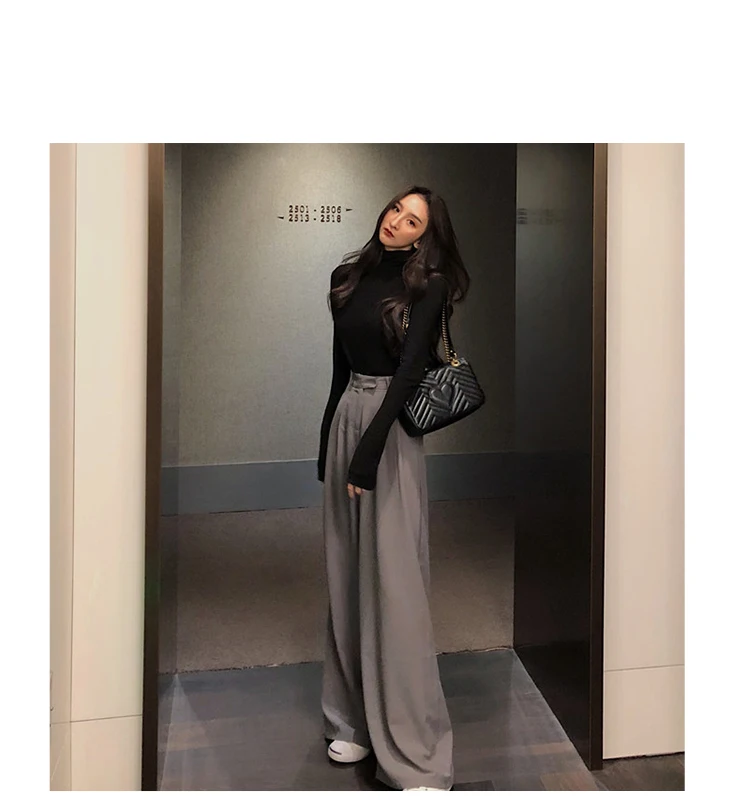 2022 Spring Suit Pants Female Solid Wide Leg Pants Women Full Length Pants Ladies High Quality Simple Casual Straight Pants