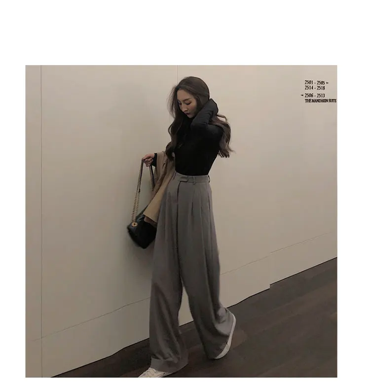 2022 Spring Suit Pants Female Solid Wide Leg Pants Women Full Length Pants Ladies High Quality Simple Casual Straight Pants