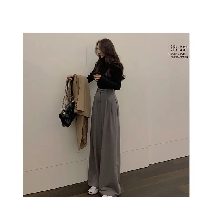 2022 Spring Suit Pants Female Solid Wide Leg Pants Women Full Length Pants Ladies High Quality Simple Casual Straight Pants