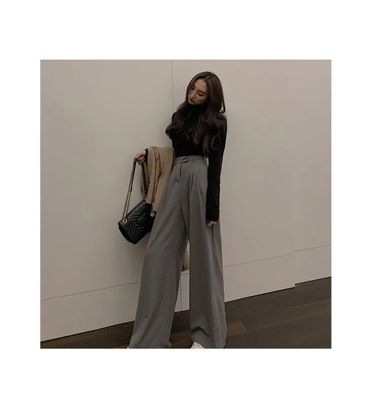 2022 Spring Suit Pants Female Solid Wide Leg Pants Women Full Length Pants Ladies High Quality Simple Casual Straight Pants