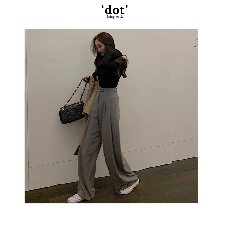 2022 Spring Suit Pants Female Solid Wide Leg Pants Women Full Length Pants Ladies High Quality Simple Casual Straight Pants