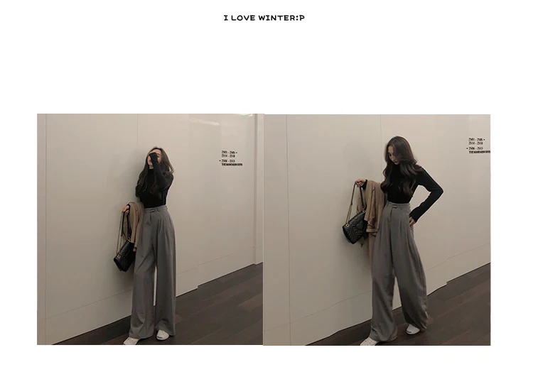2022 Spring Suit Pants Female Solid Wide Leg Pants Women Full Length Pants Ladies High Quality Simple Casual Straight Pants