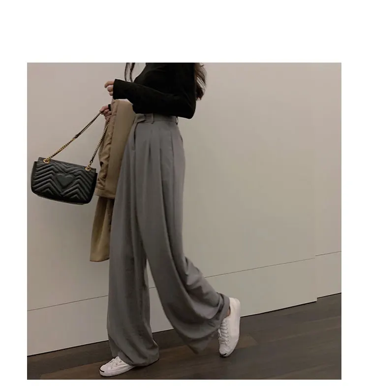 2022 Spring Suit Pants Female Solid Wide Leg Pants Women Full Length Pants Ladies High Quality Simple Casual Straight Pants