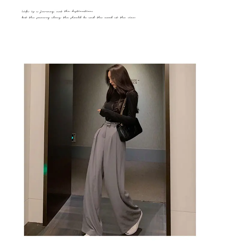 2022 Spring Suit Pants Female Solid Wide Leg Pants Women Full Length Pants Ladies High Quality Simple Casual Straight Pants