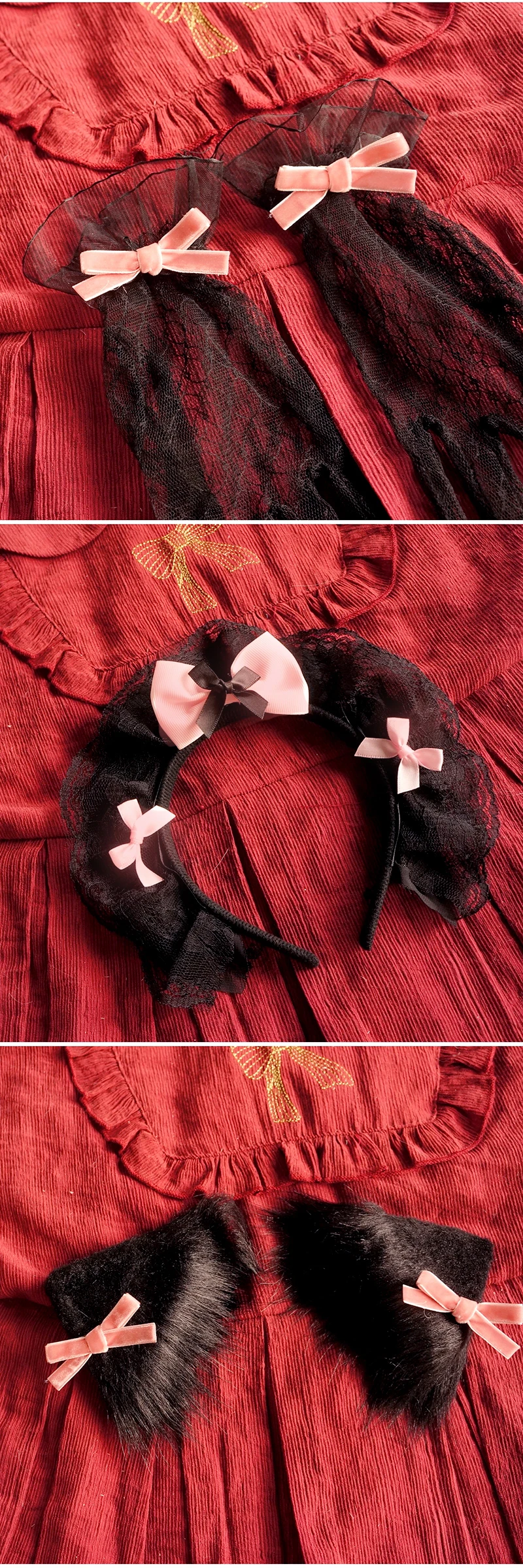 Lolita accessories headwear black pink girl headband hair accessories French flat hat sweet cute Japanese anime accessories