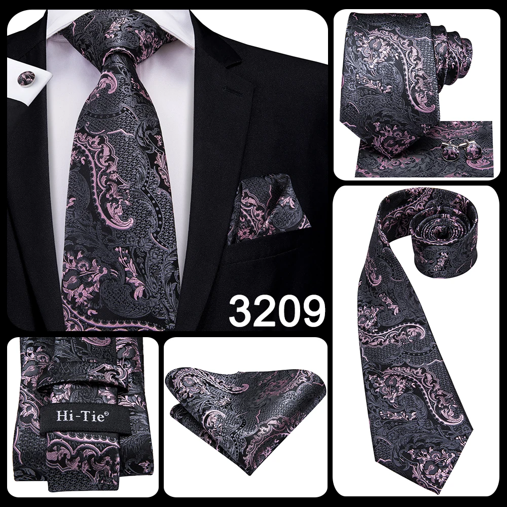 Hi-Tie Peacock Blue Novelty Design Wedding Tie For Men Hanky Cufflinks Gift Mens Necktie Set Business Party Dropshipping