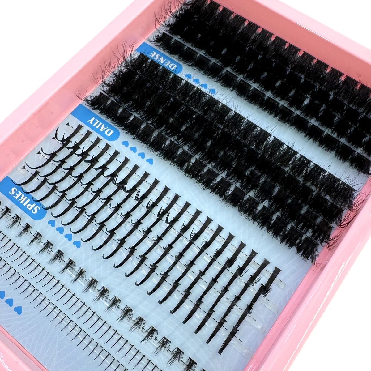 15Rows Lash Clusters Spikes Eyelash Extensions Spiky Lashes Extension Thick Individual Cluster Lashes with Spikes&Bottom Lashes