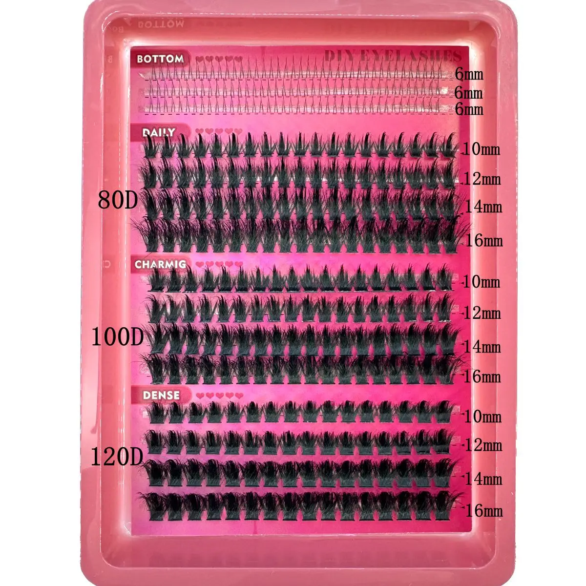 15Rows Lash Clusters Spikes Eyelash Extensions Spiky Lashes Extension Thick Individual Cluster Lashes with Spikes&Bottom Lashes