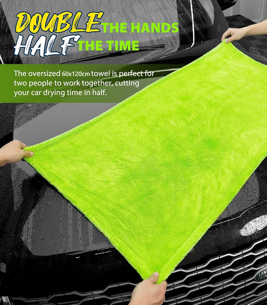 1400GSM Heavy Duty Car Drying Towel 60x120cm Oversized Double-Side Cleaning Cloth Super Absorbent Ultra-Soft Scratch-Free Towel